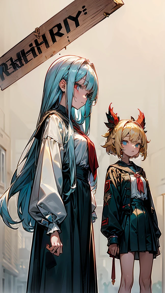 (((3 17 year old girls.))) 1 with yellow hair and green eyes, tanned body. 2 white hair and blue eyes, white body. 3 Red Hair And Red Eyes, with dark body. The 3 girls are standing. in  clothes. High School College Fund.