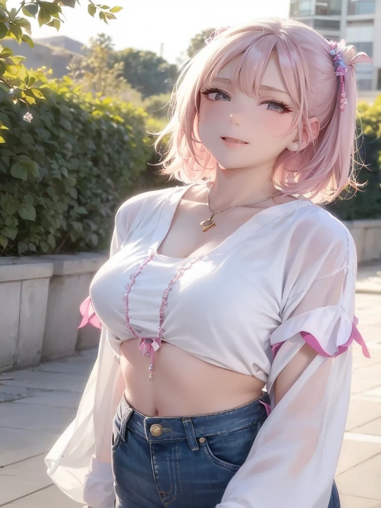 covered_nipples,cowboy shot, Top of the line CG, highest image quality, masterpiece,8k image quality, exquisite and delicate beautiful girl, ,elysia_(honkai_impact), honkai_(series), honkai_impact_3rd, elysia_(herrscher_of_human:ego)_(honkai_impact), 1girl, elbow_gloves, elf, hair_between_eyes, hair_ornament, multicolored_hair, pink_hair, pink_pupils, pointy_ears, purple_eyes, two-tone_hair, bare_shoulders, black_shorts, boots, gloves, high_heel_boots, white_footwear, white_gloves, white_shirt,in a playground,floating_clothes,