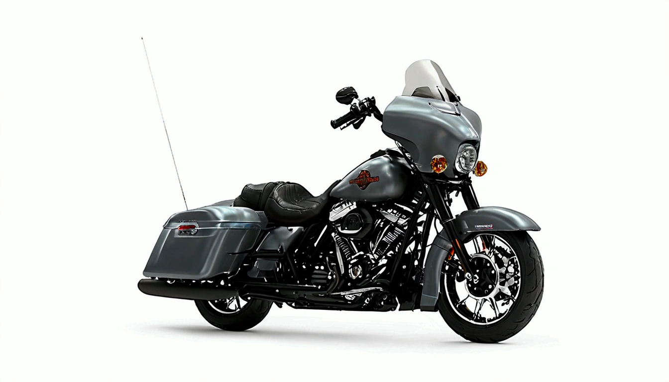 harley davidson road glider with medieval town background and a beautiful landscape in the style of Michelangelo Buonarroti