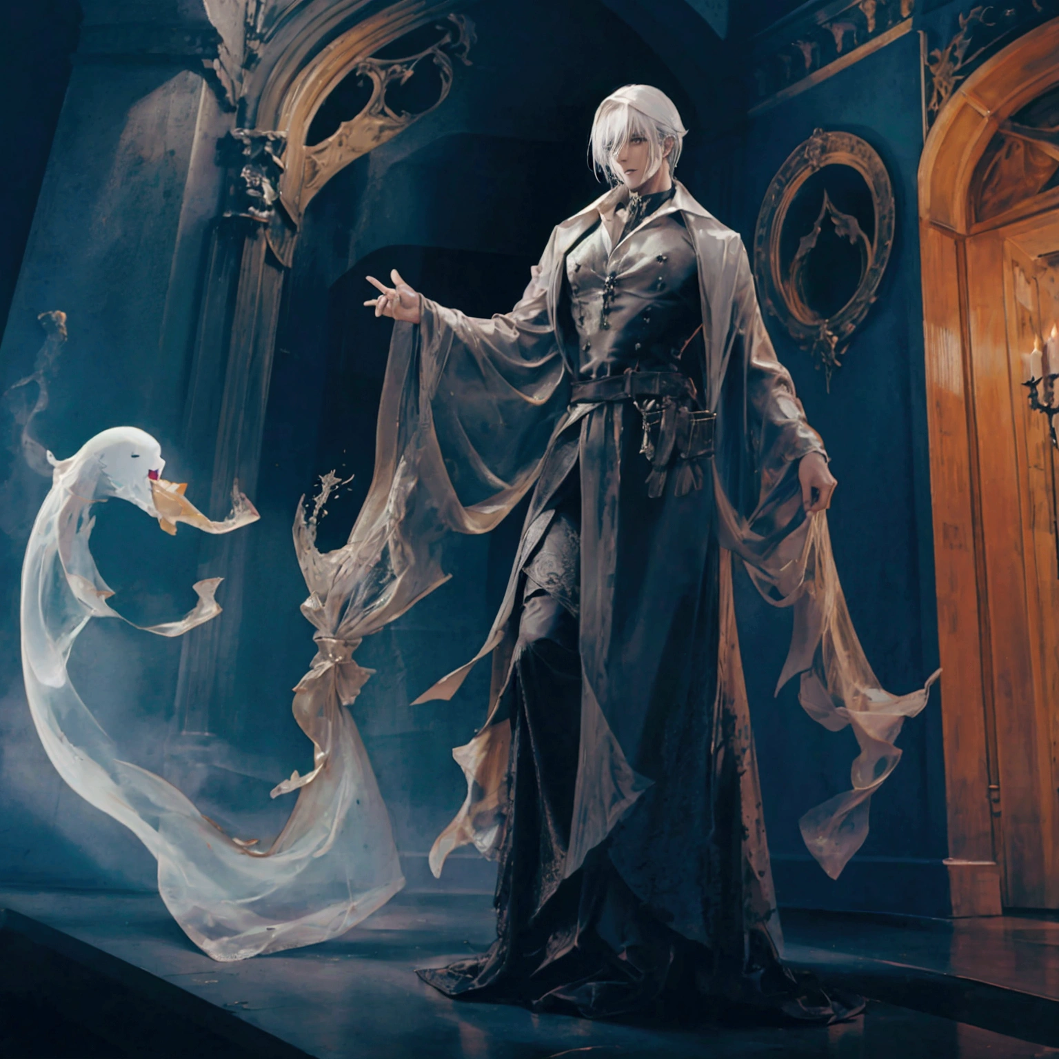 a sexy male ghost in a castle
