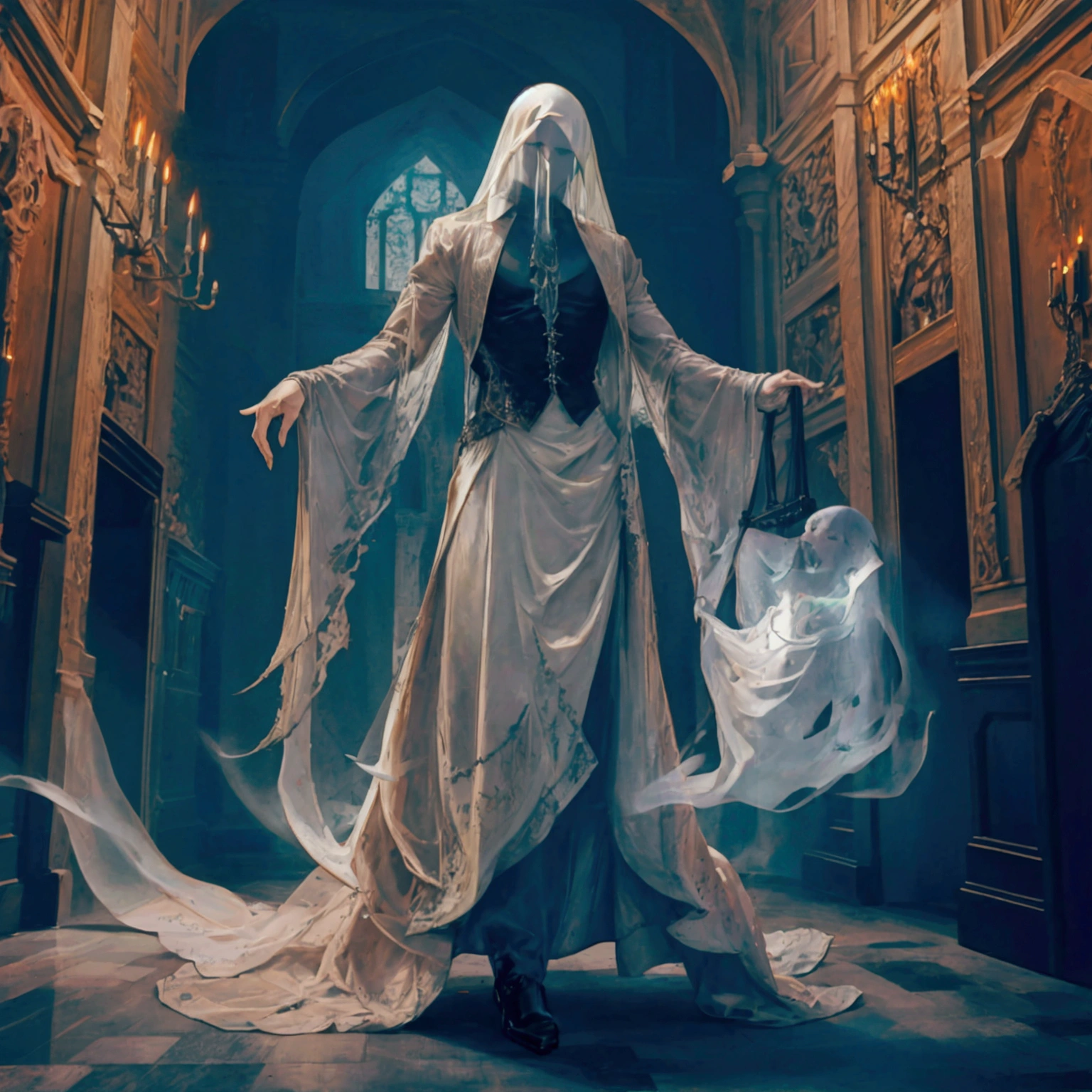 a sexy male ghost in a castle