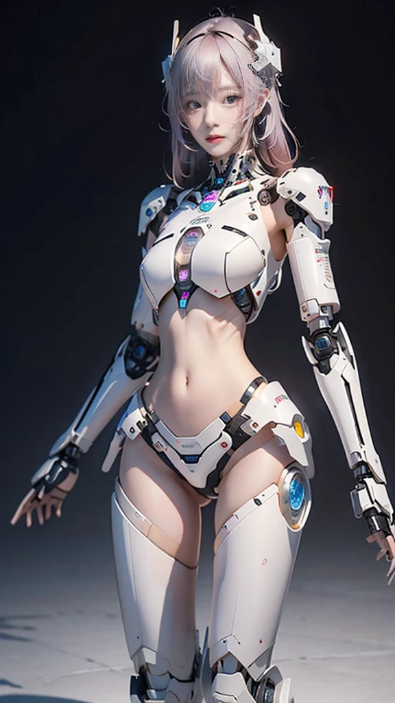 {{best quality, 1080P, Masterpiece, Ultra high resolution, photorealistic photo, ultra realism, Realistic skin texture, Extreme skin detail, dslr, Detailed eyes, blue eyes, Facing the camera, very beautiful face, Concise facial structure, Pale skin, Realistic skin texture, Extreme skin detail, oc render reflection textures, Realistic light and shadow, Single picture, alone, The body is slim and balanced., Age 20, Height 170, naked girl, NUDE, no underwear, A girl with the body of a mechanical robot., Transparent futuristic black glass mech armor suit, The mechanical cervix is attached to the neck., flat stomach, Woman with perfect robot arms and legs, full body view, Whole body photo.}}