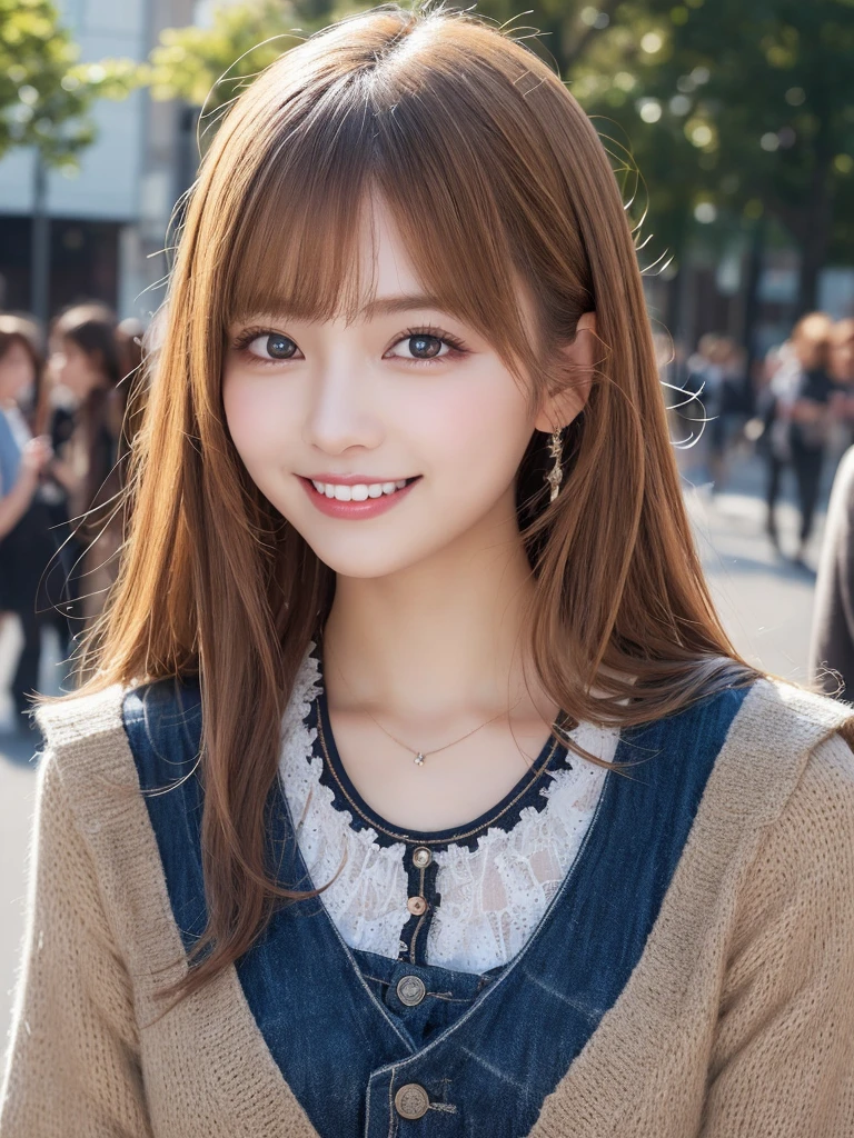 masterpiece, best quality, illustration, ultra-detailed, finely detailed, high resolution, 8K wallpaper, perfect dynamic composition, beautiful detailed eyes, Harajuku, colorful fashion, long hair, playful expression, cute, smile, looking at camera