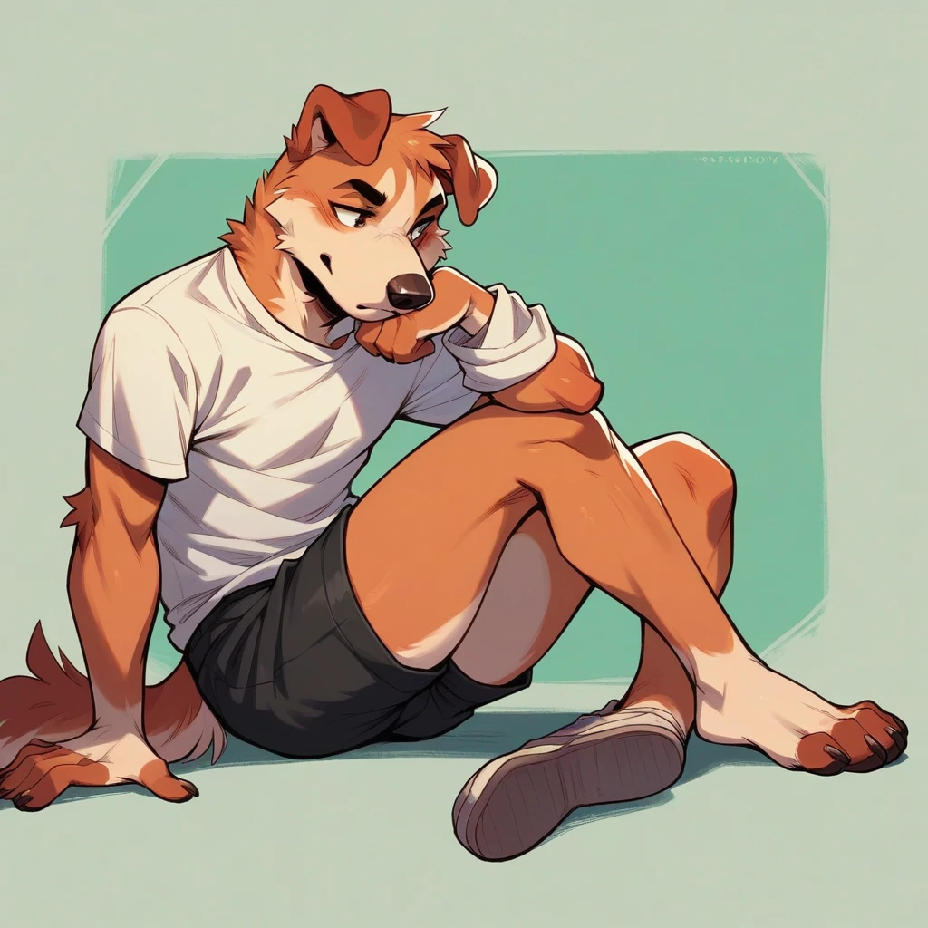 By chunie, by bebebebebe, by teranen, by fluff-kevlar, by zaush, by fluff-kevlar by Zackary911, uploaded to e621, (((high quality))), Furry, solo, male, (((Jack))), (golden retriever) (Beastars), gold fur, topless, underwear, ((fundoshi)), (bulge), (((twink))), (((twink body))), (((small body))), (looking at his hands), (erection under clothing), touching his two index fingers together, (((nervous expression))), (((happy expression))), background, (detailed background), courtyard, (tree in planter)