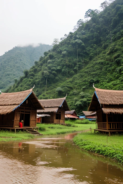 Myanmar Village in Raining Season 