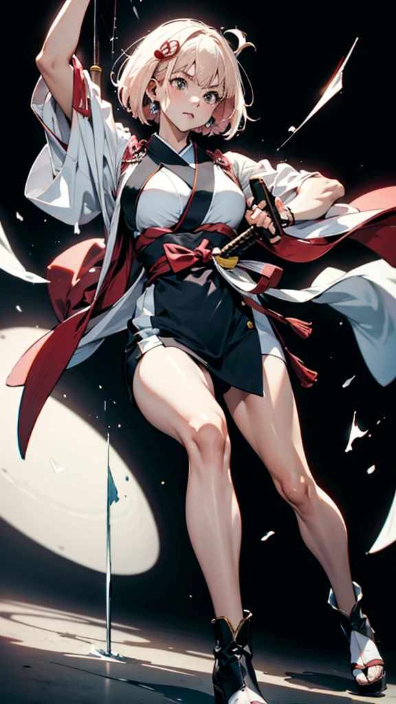 ((masterpiece)), ((best quality)), ((high res)), 1girl, (leotard, bare legs, matching boots), (standing), spin powers
