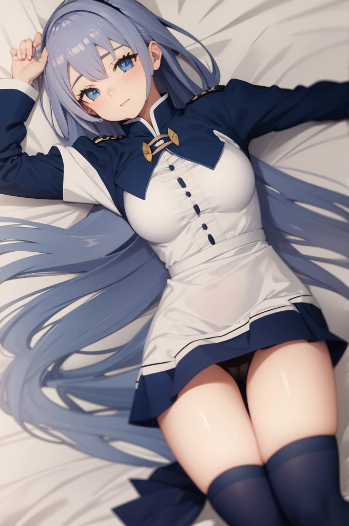 Emilia re-zero, hot in bed with light blue uniform