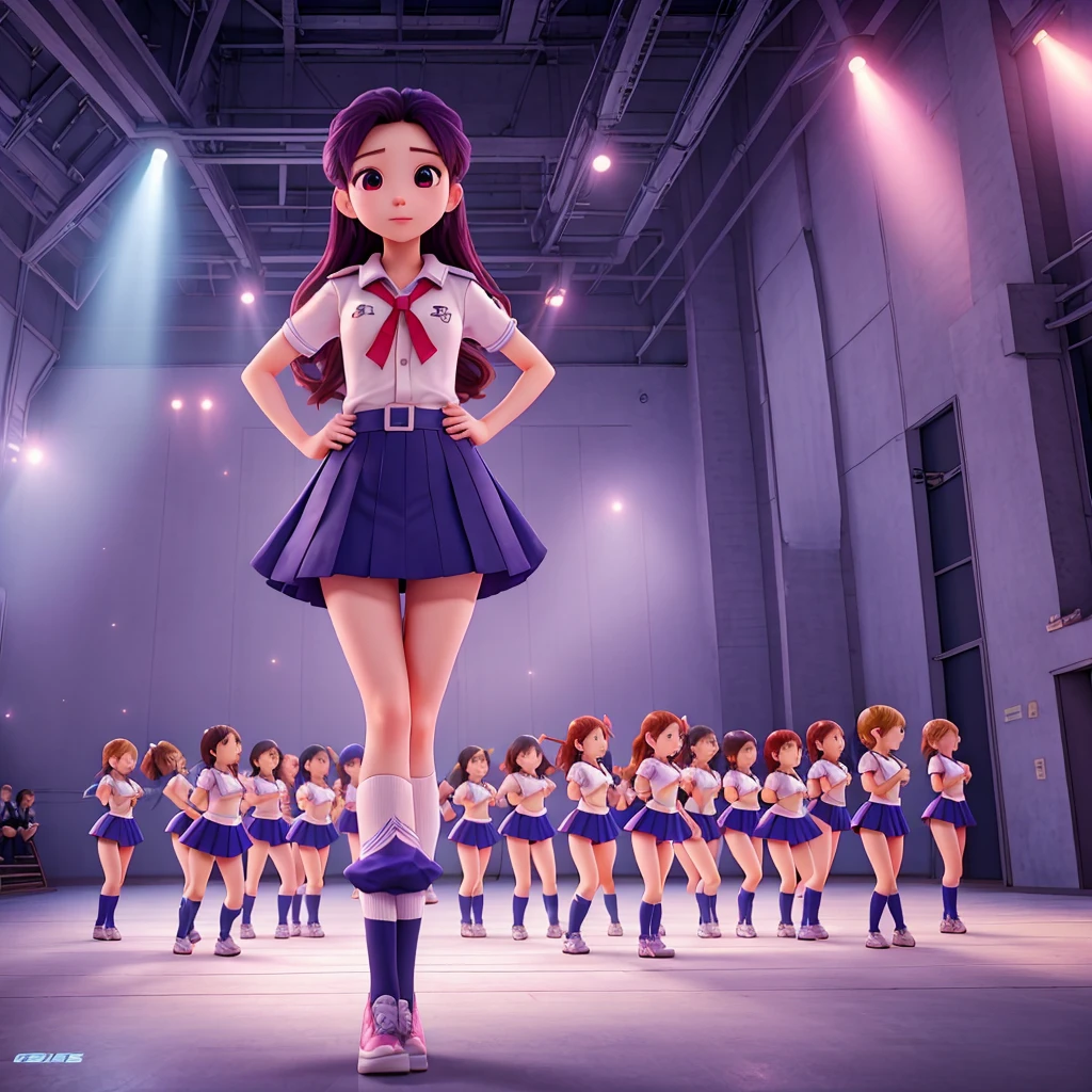 A kpop survival show girl group called glassic starlight in Season 3 with 40 girls dancing at the top building school,girls wearing sexy uniform