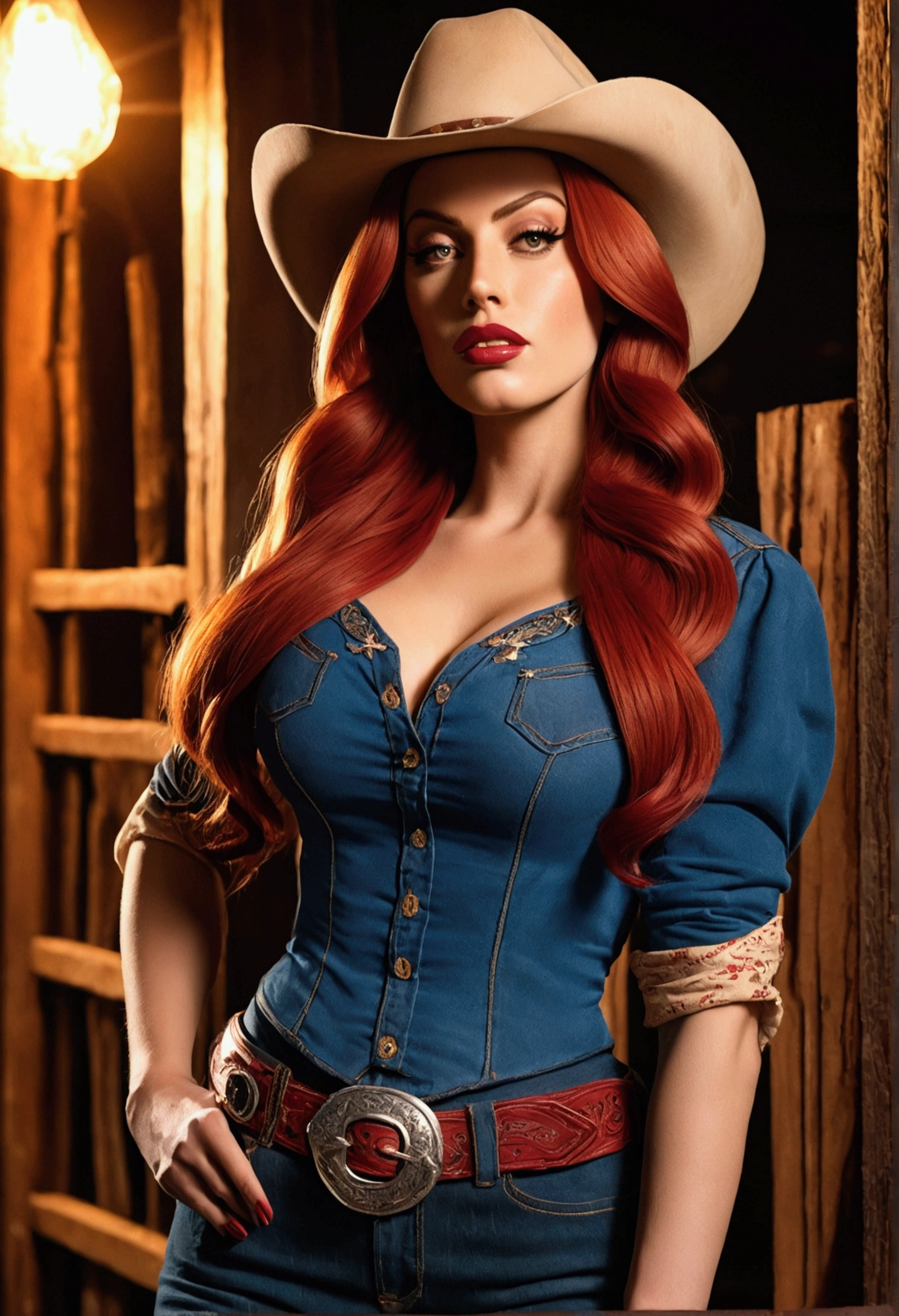 Jessica rabbit in a western wearing a cowgirl hat