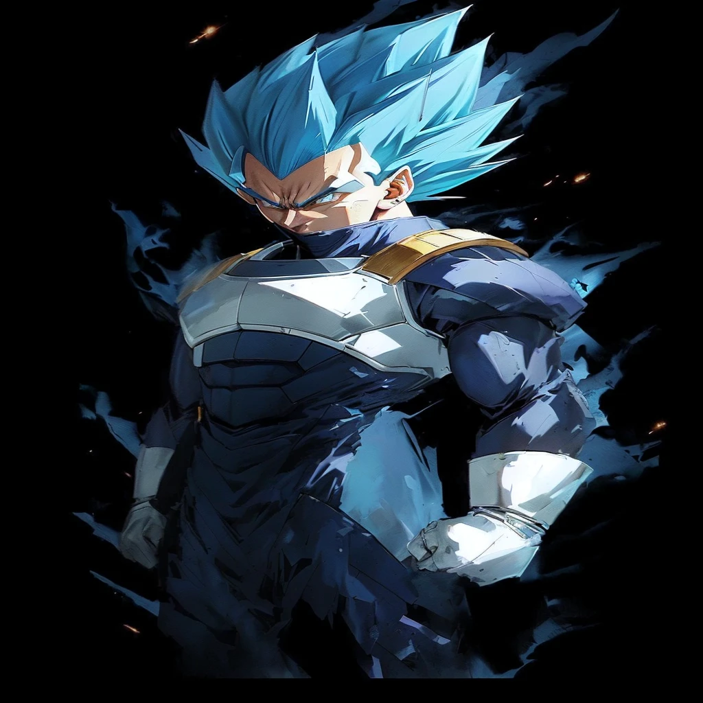 a close up of a person with a blue hair and a blue suit, vegeta, prince vegeta, super saiyan blue, with vegeta head hair, character dragonball, super saiyan, ultra instinct, dragon ball concept art, saiyan armor, dragon ball artstyle, official art, gogeta, mobile wallpaper, super saiyan joe biden
