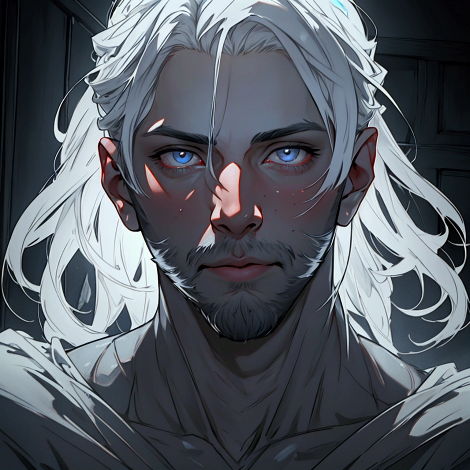 a sexy male ghost, nearly naked, transparent skin, cute face, light beard, inside a house, detailed face, beautiful eyes, detailed lips, extremely detailed, longeyelashes, dramatic lighting,, moody atmosphere, hyper realistic, 8k, highres, masterpiece, photorealistic, showing full body