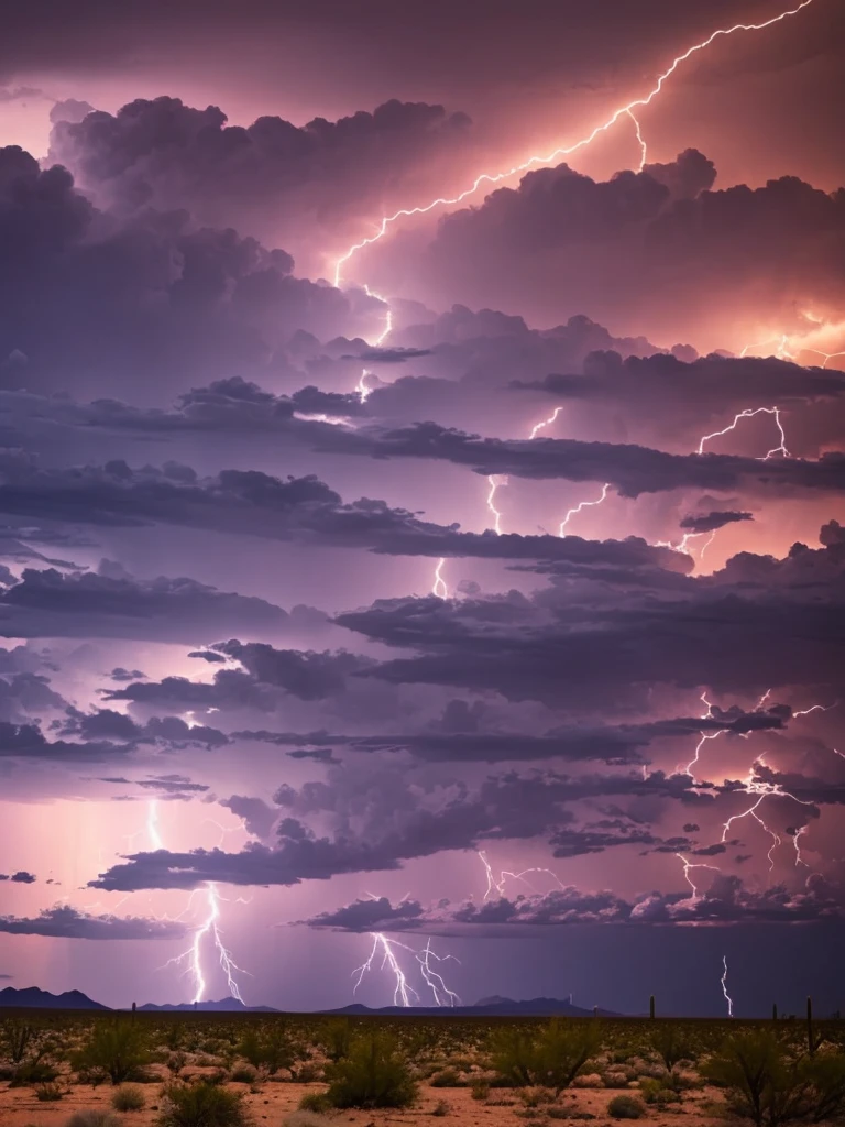 Lightning storm coming across an Arizona desert.