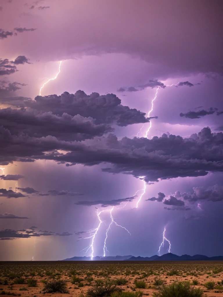 Lightning storm coming across an Arizona desert.