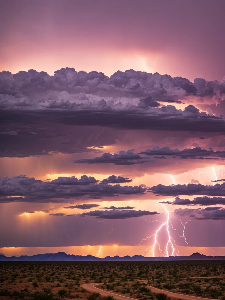 Lightning storm coming across an Arizona desert.