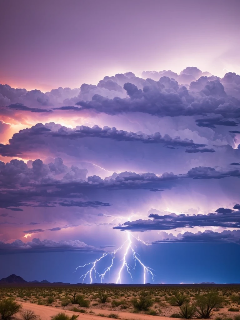 Lightning storm coming across an Arizona desert.