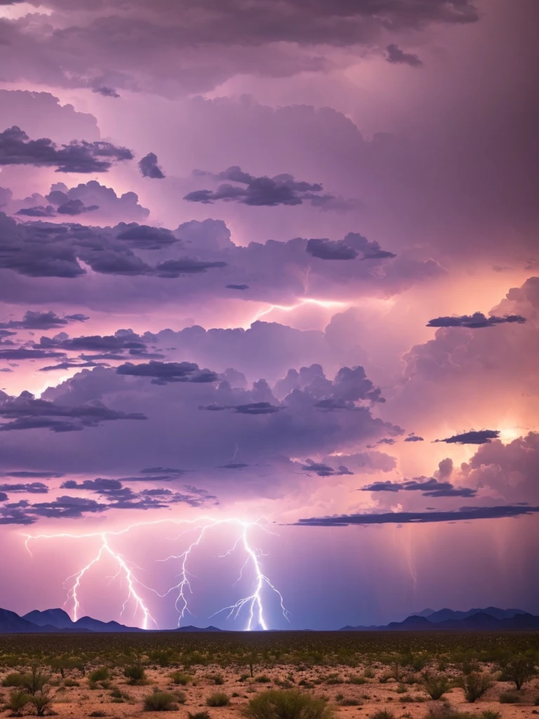 Lightning storm coming across an Arizona desert.