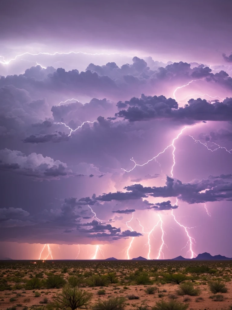 Lightning storm coming across an Arizona desert.