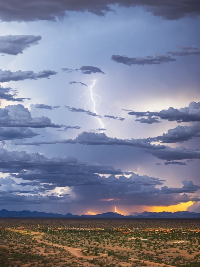 Lightning storm coming across an Arizona desert.