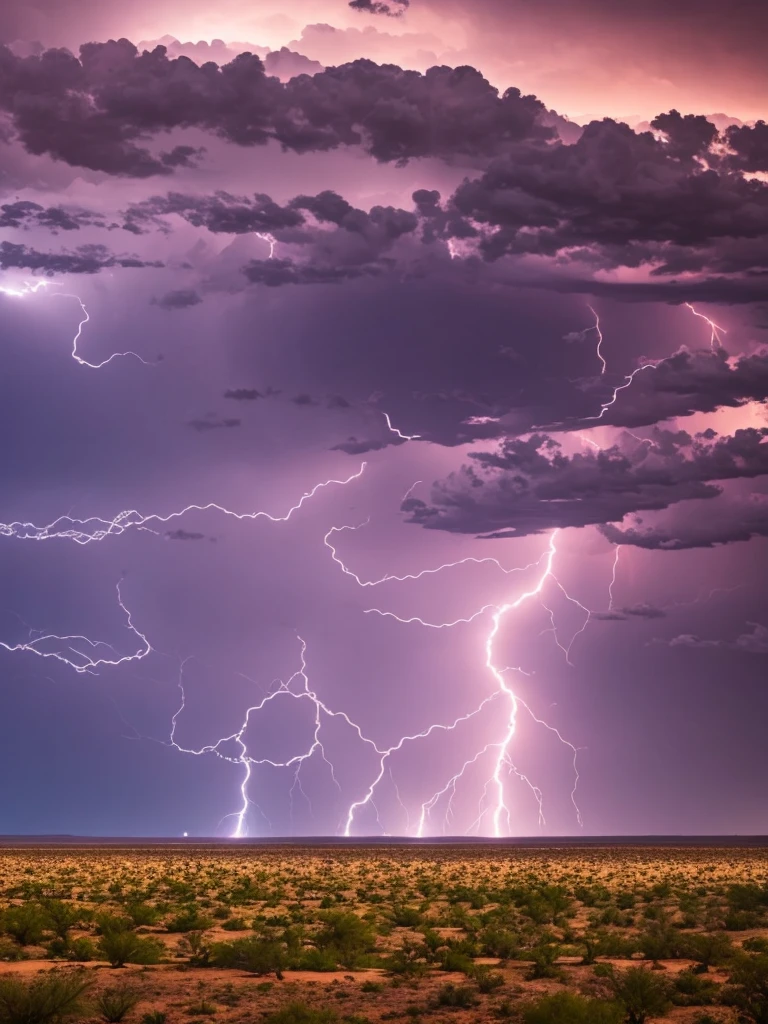 Lightning storm coming across an Arizona desert.