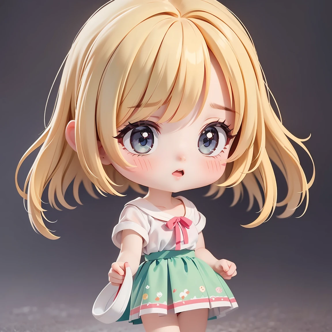 Super Chibi Character:1.8、wearing cute sandals、background:Simple all over、Blonde Hair、Cute 7 year old girl、Random cute outfits、Short legs、Sandals with ribbon、Bowing your head and apologizing、Bowing your head and apologizing、Bowing your head and apologizing、Bowing your head and apologizing、Bowing your head and apologizing、Bowing your head and apologizing