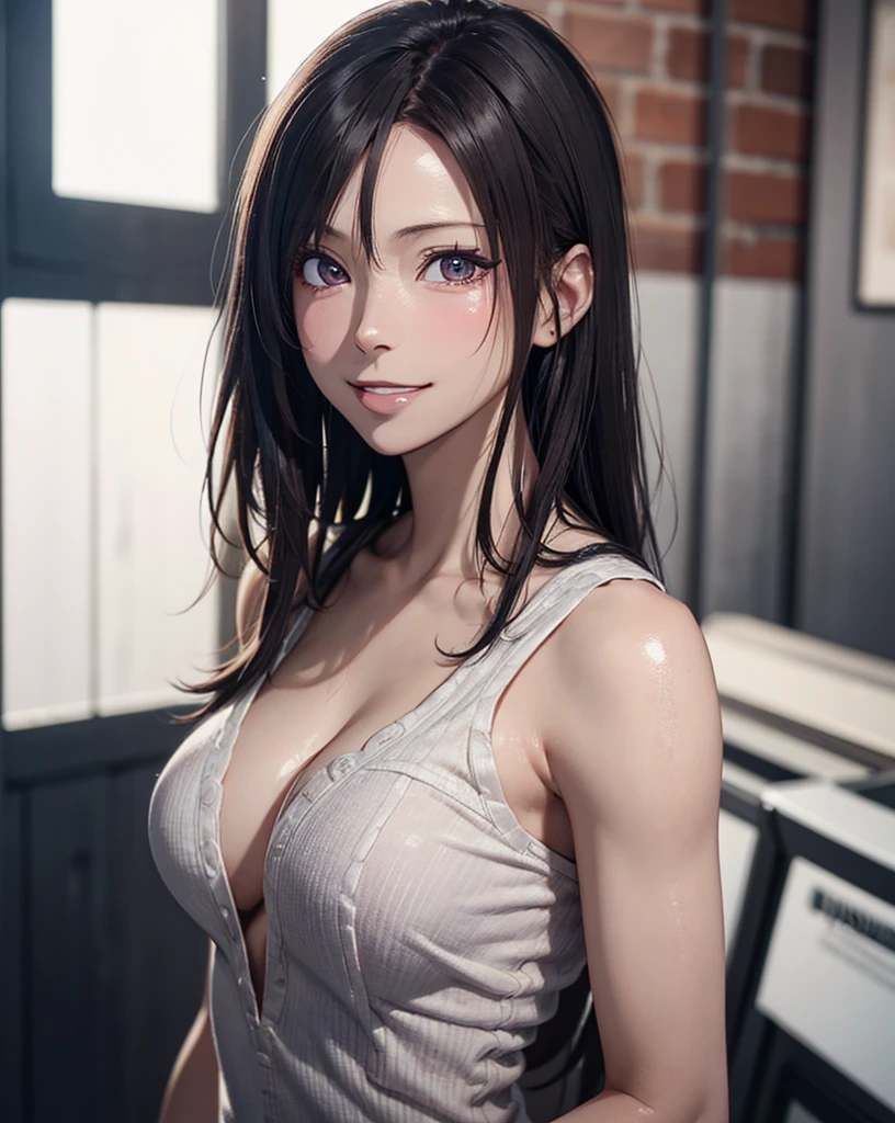 (masutepiece:1.3), High resolution, Ultra-detail,8k wallpaper, Realistic, Photorealsitic, Raw photo, beautifull detailed face,, realistic glistening skin,, detailed hair texture, Perfect body, Beautiful face, precise, Anatomically correct, Highly detailed facial and skin texture, Natural smile