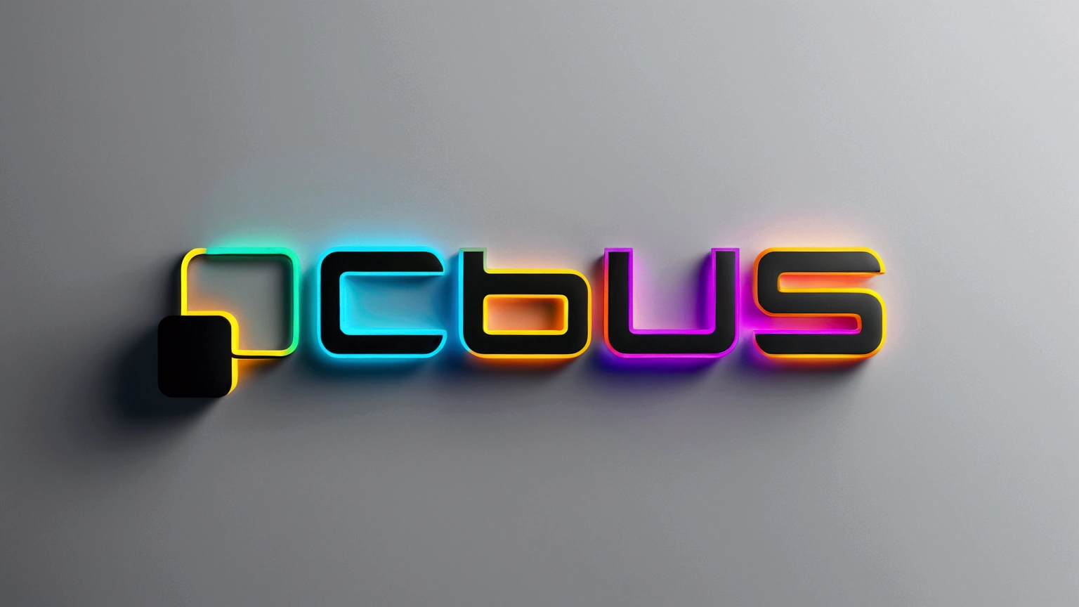 Imagine a logo of technological products, com tema de fundo escuro e cores neon, contendo o nome Essential Tech.
