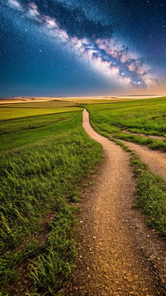 grassland Starry Sky trail lake