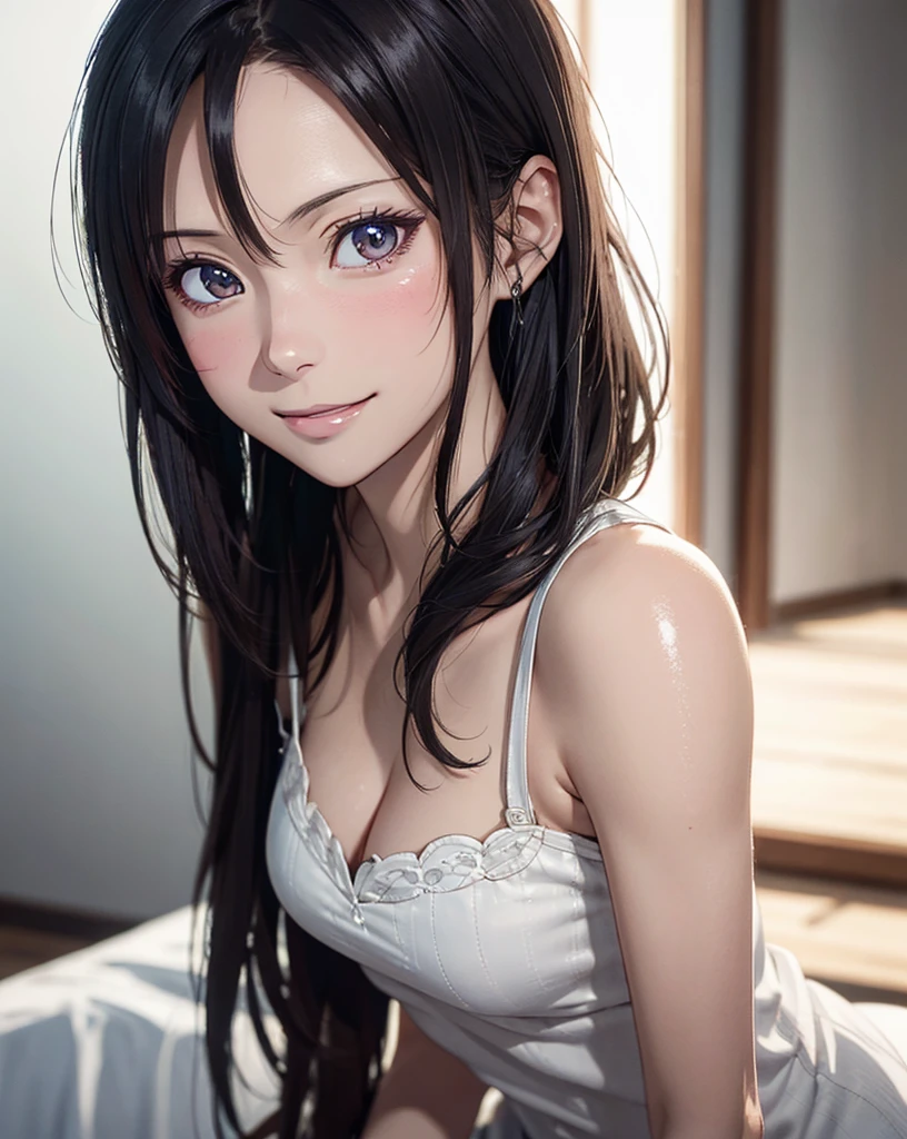 (masutepiece:1.3), High resolution, Ultra-detail,8k wallpaper, Realistic, Photorealsitic, Raw photo, beautifull detailed face,, realistic glistening skin,, detailed hair texture, Perfect body, Beautiful face, precise, Anatomically correct, Highly detailed facial and skin texture, Natural smile