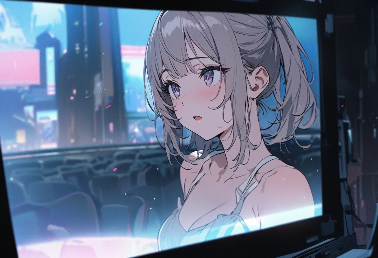 ((Characters appear word of "1111" onto cinema screen style)), BREAK, perfect anatomy, masterpiece, best quality, 16k, beautiful detailed cinema, daydreaming expression.