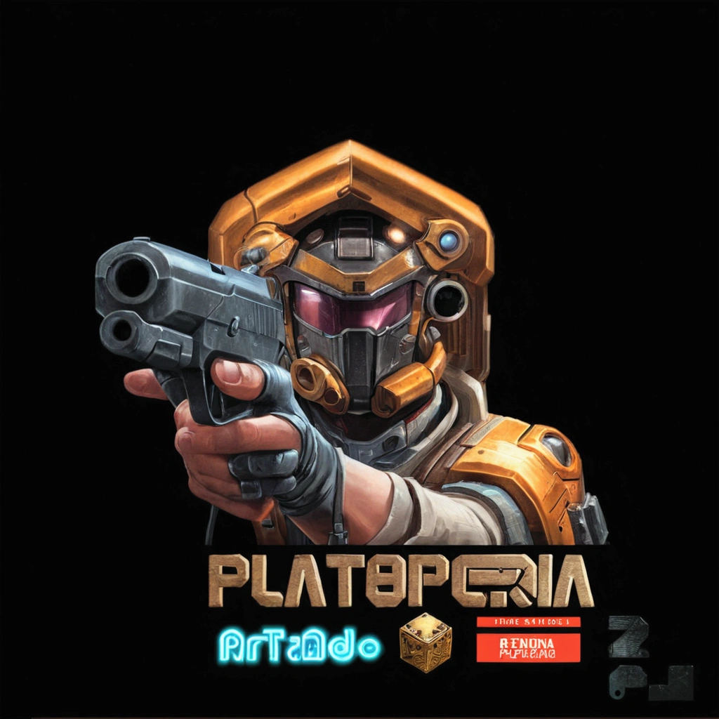 a close up of a person holding a gun with a box in the background, plataform game, artstation masterpiece, album art, paid artwork, art cover, plataform 2 d game, official artwork, scifi platform, platformer, Artstation, artstation. c 11.0, box art, featured in artstation, artstation trending