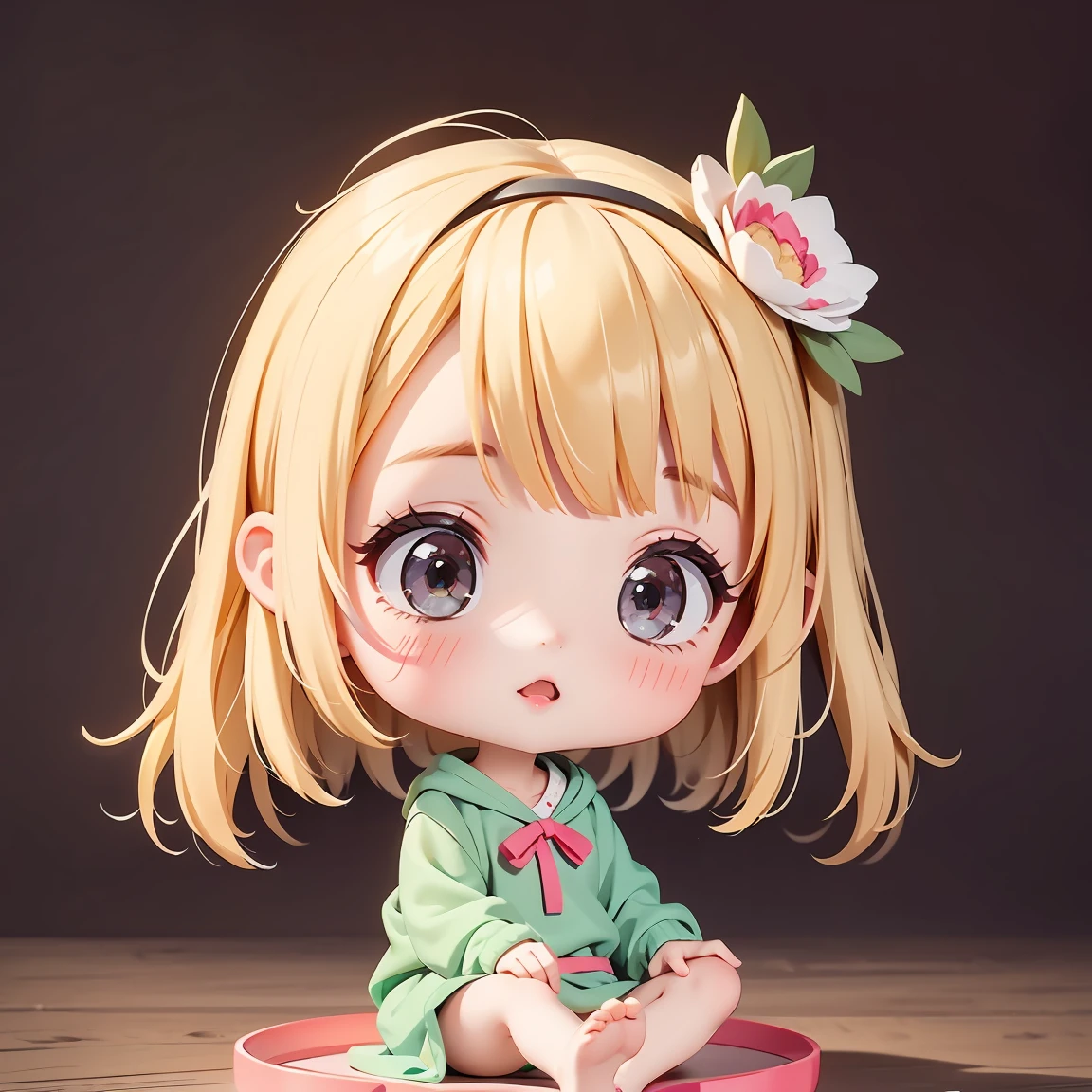 Super Chibi Character：1.8、wearing cute sandals、background：null、Blonde Hair、Cute 7 year old girl、Random cute outfits、Short legs、Sandals with ribbon、nullを飛んでいる、nullを飛んでいる