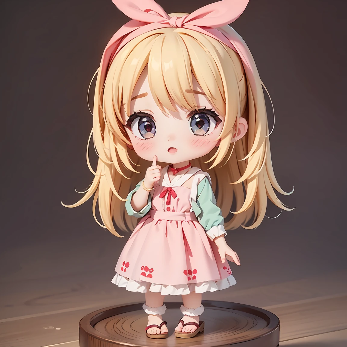  Super Chibi Character：1.8、wearing cute sandals、background：null、Blonde Hair、Cute 7 year old girl、Random cute outfits、Short legs、Sandals with ribbon、nullを飛んでいる、nullを飛んでいる