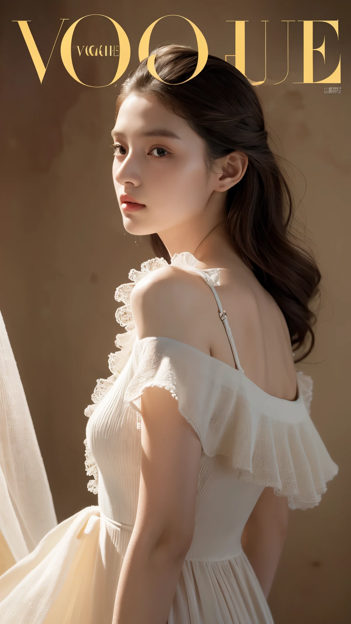 fashion photoshoot: 1 woman,soft light,rim light,beautiful,realistic,RAW photos,natural skin texture,realistic 눈과 얼굴 디테일,surrealism,ultra high resolution,4K,best quality,masterpiece,Fashion Magazines,vogue magazine,g-cup,Quirky Fashion,magazine cover,touch one's chest,크기가 big_i know it well,femur_gap,floating_hair,hair_blowing,shining_skin,big_femur,Thick_femur,Wearing only an open blazer,underwear