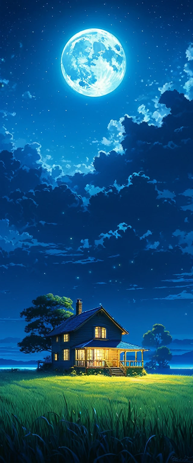 a country house, in the blue night, grassland makoto shinkai cyril rolando, Fondo de pantalla de arte anime 4k, Fondo de pantalla de arte anime, Kilian Eng y Thomas Kinkade, Rob Gonsalves y Tim White., silvain sarriel, Rhads y Thomas Kinkade, inspirado en RHADS, cyril rolando and m.w kalut, cyril rolando and m. w kalut, rhads!!!