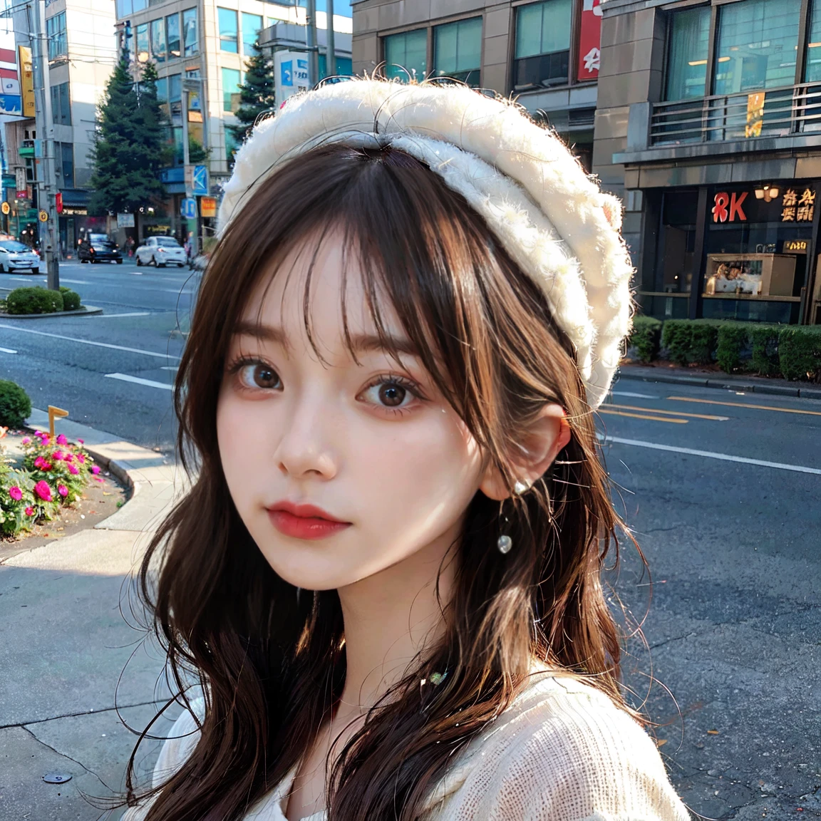 ((masterpiece、Highest quality、High resolution、Perfect Pixel、8k))、The background is my room、1People Girls、Japanese、Idol、Break dance、Knitted hat、((laugh))、((hime_cut、Blonde))、on the road、((Brown eyes、Beautiful eyelashes、current eyes))、((Detailed face、blush:1.2))、((Smooth texture:0.75、Realistic texture:0.65))、Dynamic Angle、Perfect body、from side