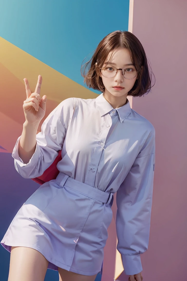 a woman, in a dynamic pose, cap, glasses, long shirt, designed by Gucci::3, tumblr, inspired by Yanjun Cheng style, digital art, meme lofi internet girl, trend in dezeen, catalog photo, 3 d render beeple, rhads and lois van baarle, cartoon style illustration, bright pastel colors, a beautiful art illustration, retro anime girl --ar 2:3 --q 2