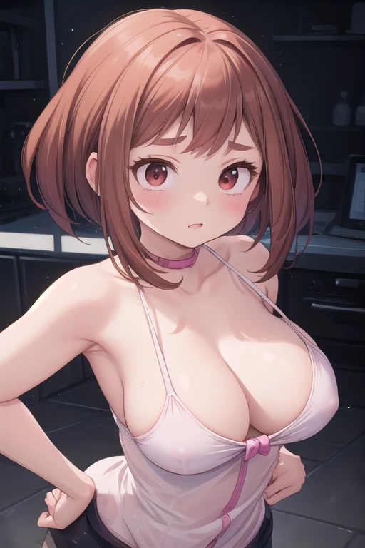Bare shoulders with full breasts ochako uraraka pecho enormes