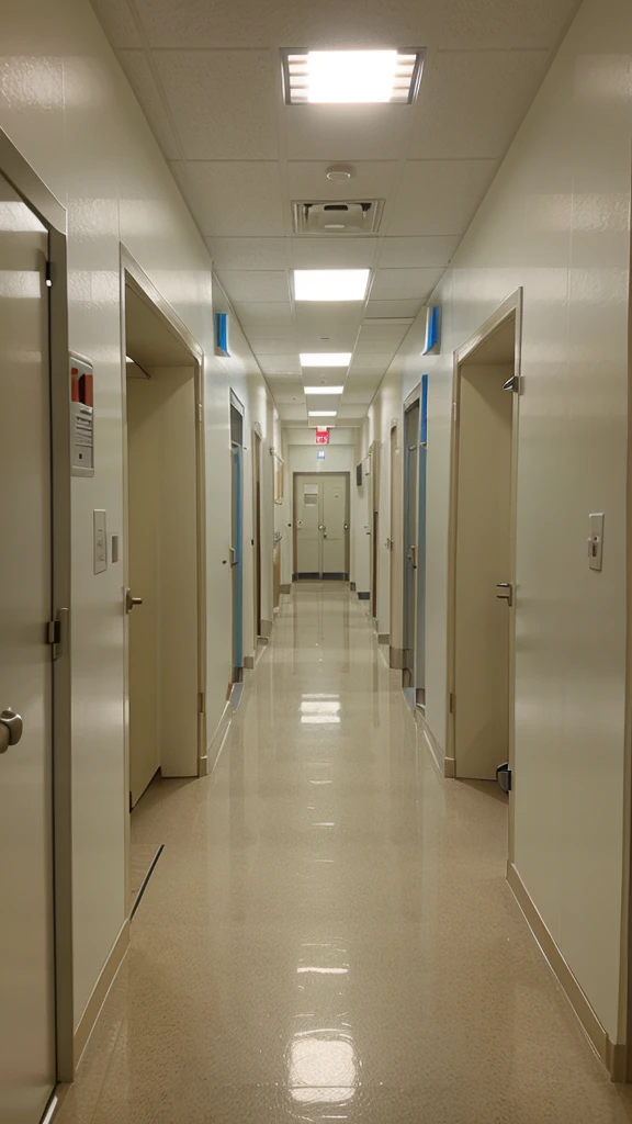Hospital corridor with hospital equipment