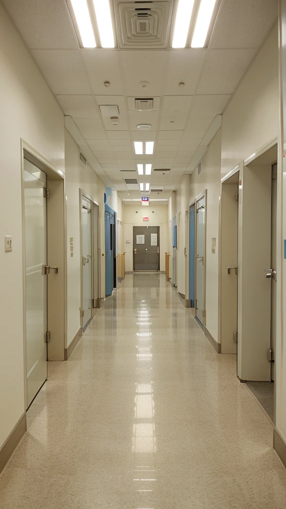Hospital corridor with hospital equipment