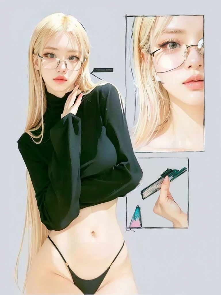 a drawing of a woman With glasses and a black top, oc commission, With glasses, in bowater art style, Inspired by Harumi Hironaka, high quality colored sketch, highly detailed exquisite fanart, urban girl fanart, fully dressed. sexy painting, High quality fanart, a hyperrealist , hyperrealist , realist
