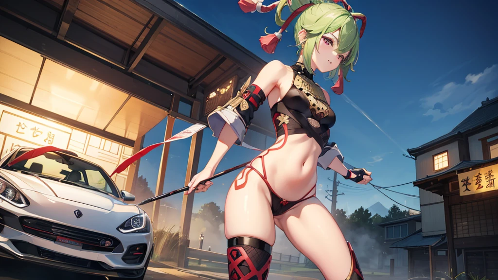 KShinobuV4, 1girl, solo, full body, kuki shinobu from genshin impact stands next to her japanese sports car coupe, plain white background, image inspired by genshin impact, highly detailed and intricate details, looking at viewer, standing, girl standing next to car, masterpiece, best quality, beautiful lighting, wide panoramic shot, absurdres, high res, colorful palette, ultrasharp, 8K, masterpiece, looking at viewer