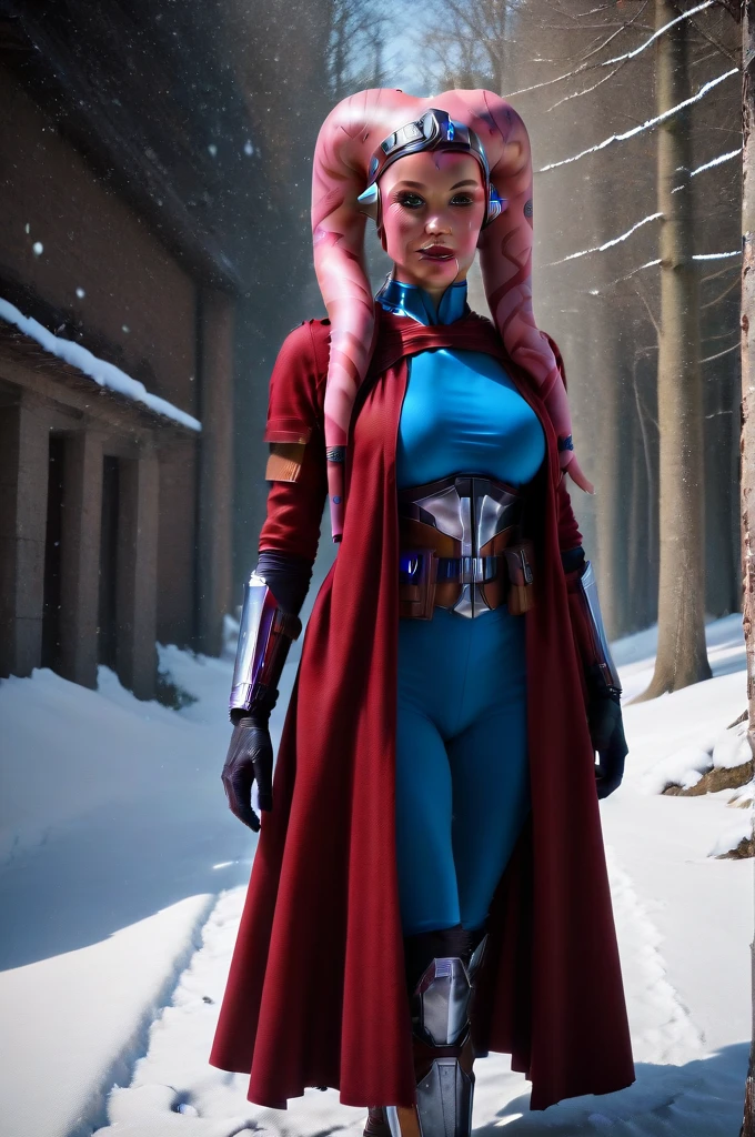 a ((fall body)) ((female twi'lek ))mandalorian,walking on snow, beautiful detailed eyes, beautiful detailed lips, extremely detailed face, long eyelashes, mandalorian armor, sci-fi, cinematic lighting, dramatic, epic, intricate details, hyper-realistic, 8k, high-quality, photorealistic
