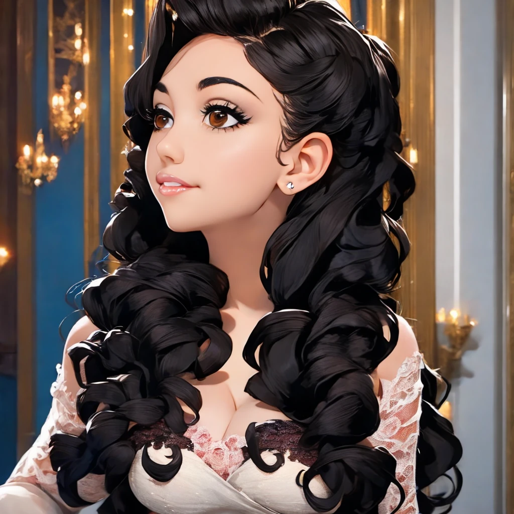 best quality, masterpiece, black hair, brown eyes, looking up, upper body