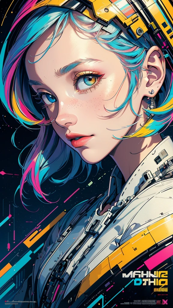 (((masterpiece, highest quality))),(((solo:1.2))),(((1girl:1.2))),32k wallpaper, very detailed, poster, vintage science fiction,(((((geometric cinematic movie poster))))), (bauhaus), shape,(((abstract))),(mid century modern),movie poster,(((((portfolio))))),(((((Close-up))))),(((((bust up))))),((((more various angle)))),(((highlight))),Vast landscape,((((heterochromia)))),(((complete. detailed face))),(((Extremely talented))),(((most complecated machine))),((Overall colorfully))