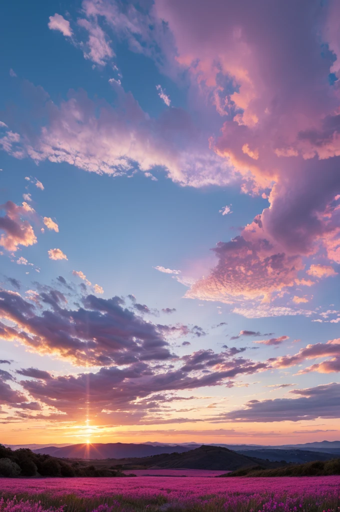 Beautiful landscape, sky, light, pink