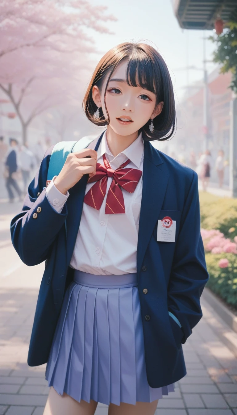 score_9_up, score_8_up, score_7_up, (artwork), Boy in school uniform, excellent quality, Detailed Japanese anime illustration, Elegant visuals in pastel tones, Pokémon style, pleasure, Colorful animated characters.