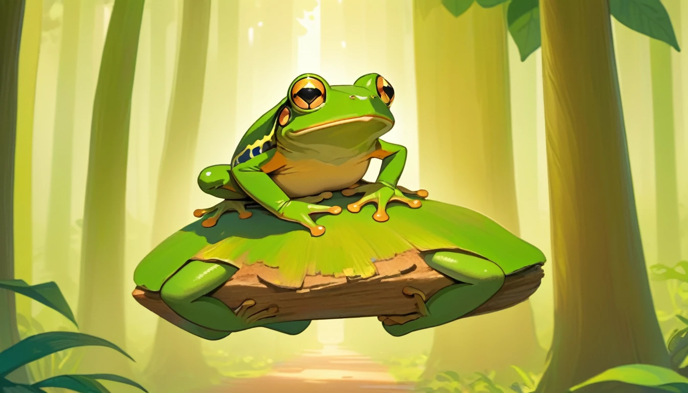 Riding on a great huge living tree frog