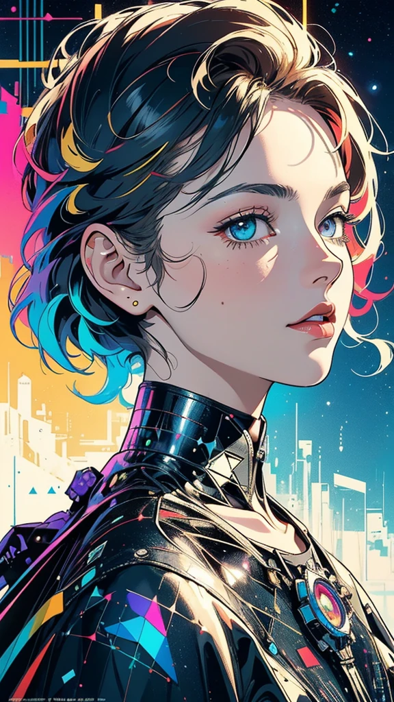 (((masterpiece, highest quality))),(((solo:1.2))),(((1girl:1.2))),32k wallpaper, very detailed, poster, vintage science fiction,(((((geometric cinematic movie poster))))), (bauhaus), shape,(((abstract))),(mid century modern),movie poster,(((((portfolio))))),(((((Close-up))))),(((((bust up))))),((((more various angle)))),(((highlight))),Vast landscape,((((heterochromia)))),(((complete. detailed face))),(((Extremely talented))),(((most complecated machine))),((Overall colorfully))