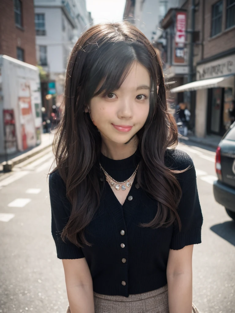smile、night、RAW Photos、(((A portrait of ultimate beauty)))、((Glowing Skin))、1 girl、Beautiful 15 year old girl from Prague、Bright expression、((Brown haired))、(Cleavage)、(フレアskirt:1.5)、((Big eyes that shine like jewels))、Open cardigan、Open your clothes、pantyhose、Glowing Skin、(Medium Hair)、(Silky Ponytail Hair)、(standing)、(From below)、skirtの下、(下着をFrom belowクローズアップ)、eyeliner、Beautiful Bangs、Hair between the eyeasterpiece、最high quality、Ultra-detailed、Film Light、Intricate details、High resolution、Very detailed))、Detailed Background、8 time、Digital SLR、Soft Light、high quality、Film Grain、Fujifilm XT3 、Shallow depth of field、Natural soft light、Kamimei、Ample breasts、Knitted sweater、necklace、City、skirt、Take a full-body photo、Even your fingers are clearly visible、masterpiece、high resolution、High resolution