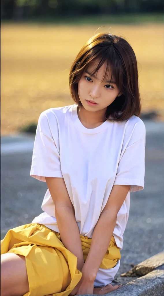 32K, Highest quality, masterpiece, Realistic, Very detailed,  photograph, High resolution, 行photograph, High resolution, Confused, Smoother light, Official Art, Written boundary depth, Bright light,
close, thin, Detailed face, anger, Beautiful details in the eyes, 19 years old Korean, cute, Highest quality real texture skin,
T-Shirts,